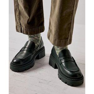 FREE PEOPLE Lyra Lug Sole Loafers / Deep Jade Leather